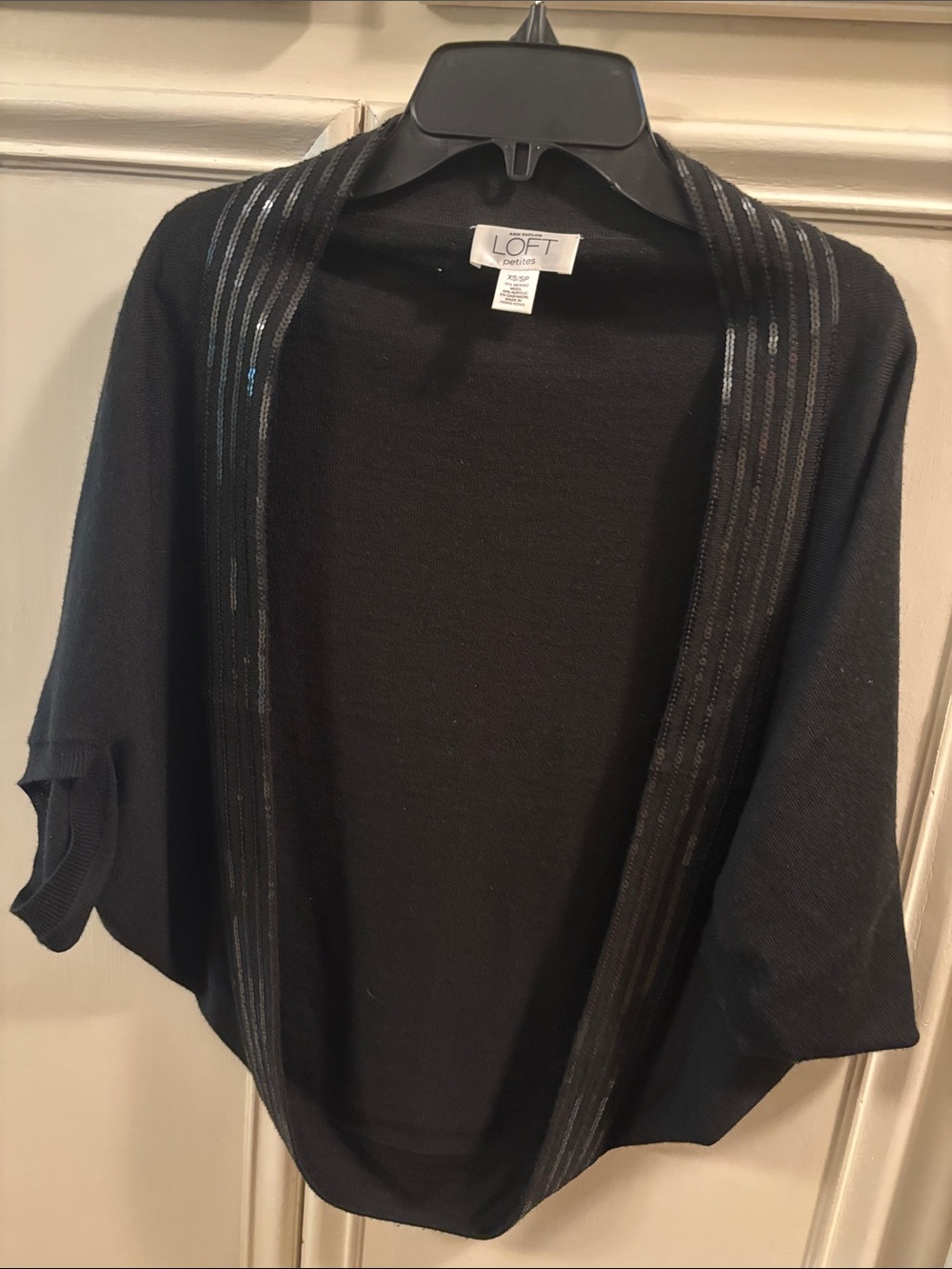 LIKE NEW Ann Taylor LOFT Wool/Cashmere Shrug with Sequin Stripes